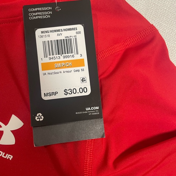 NWT Under Armour heatgear short sleeve compression shirt red size small - Picture 2 of 3